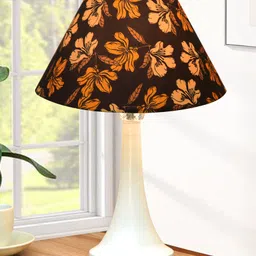 Homesake Farmhouse Matt Table Lamp for Bedroom, White Modern Bedside Lamps for Living Room, Rustic Table Light for Night Stands, Dorm, Office, Home Décor Fabric Shade, E27 holder, Cone, Iris Cone-picture-15