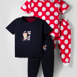Kidi Wav Pack Of 2 Full Sleeves Polka Dots Printed Coordinating Tee & Joggers Set - Multi Colour-picture-20