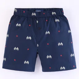 Honeyhap Premium 100% Cotton Woven Boxers Space Print Pack of 2 - Navy Blue & White image 2