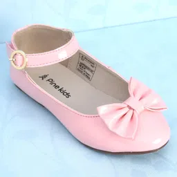 Pine Kids Ballerinas with Velcro Closure & Bow Applique- Pink image 3