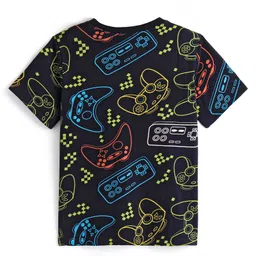 Honeyhap 100% Cotton Single Jersey Gaming Console Printed Night Suit with Bio Finish - Black image 3