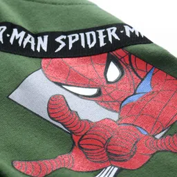 babyhug marvel Babyhug MarvelTerry Knit Full Length Lounge Pant with Spider Man Graphics and Tape Detailing - Green image 3