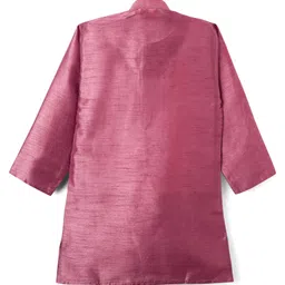 Ridokidz Full Sleeves Solid Kurta & Pyjama With Abstract Printed Jacket Set - Onion Pink image 3