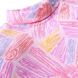 CUCUMBER Sinker Knit Full Sleeves High Neck T-Shirt with Abstract Print - Pink image 3