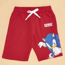 Pantaloons Junior Cotton Knit Sonic The Hedgehog Featuring Character Printed Shorts - Red image 4