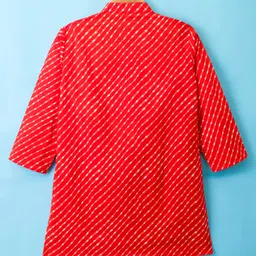 Exclusive from Jaipur Silk Woven Full Sleeves Kurta Pyjama Set With Floral Printed Nehru Jacket - Red & Off White image 3