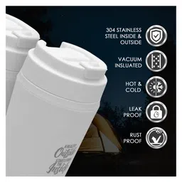JAYPEE Snap Sip Thermosteel Insulated Coffee Mug Hot & Cold Stainless Steel Mug, Travel Mug Suitable for Car, Tumbler Bottle, Vacuum Insulation Tea Cup, Matte Finish Non Slip Thermal Mug, 325 ml White image 4