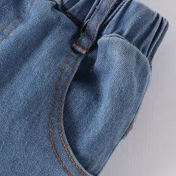 Mark & Mia Washed Cotton Jeans With Bunny Patch At Back - Blue image 4