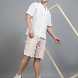 StitchX Men Short Sleeve Semi Sheer Schiffli Crochet Shirt image 4