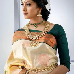 Moda Rapido Woven Design Zari Silk Blend Handloom Banarasi Saree image 3