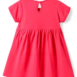 Babyhug Single Jersey Knit Half SleevesFloral & Text Printed Frocks with Bow Applique Pack of 2 - Navy Blue & Red image 5