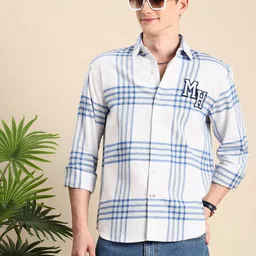 Mast & Harbour Opaque Applique Detailed Checked Pure Cotton Casual Shirt-picture-27
