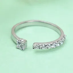 Clara 92.5 Sterling Silver Swiss Zircon Rhodium-Plated Cute Adjustable Ring for Women-picture-43