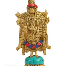 Revive Home Yellow And Blue Textured Lord Balaji Religious Idol Showpieces image 2