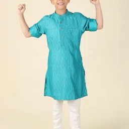 Fabindia Kids Blue Embellished Full Sleeves Kurta-picture-29