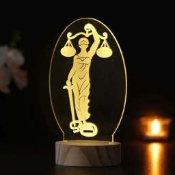 eCraftIndia Gold Acrylic Lady Justice Holding Scales Design Table Lamp With Rechargeable Battery-picture-18