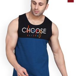 SLOWLORIS Pack Of 2 Printed Scoop Neck Sleeveless Cotton Gym Vests-picture-26