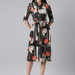 SHOWOFF Multicolor Floral Print Shirt Dress-image-46