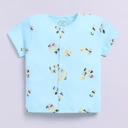 Clt.s Unisex Blue Cotton Typographic Print Night Suits image 4