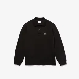 Lacoste Kids Black Solid Full Sleeves Polo T-Shirt-image-7