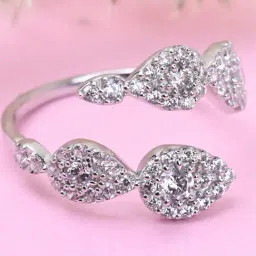 Clara 92.5 Sterling Silver Swiss Zircon Rhodium-Plated Bling Snake Adjustable Ring for Women-image-93