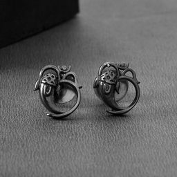 Voylla Men Contemporary Ganesha Grace Rhodium-Plated Studs Earrings-picture-48