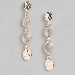 Forever New Rose Gold Plated Crystal Studded Contemporary Drop Earrings-picture-51
