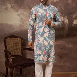 House of Pataudi Floral Embroidered Kurta-picture-23