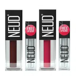 Neud Matte Liquid Lipstick Combo Hottie Crush & Espresso Twist with Two Lip Gloss Free-picture-23