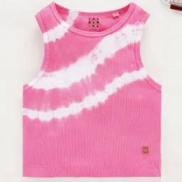 Ed-a-Mamma Kids Pink & White Printed Tank T-Shirt-image-85