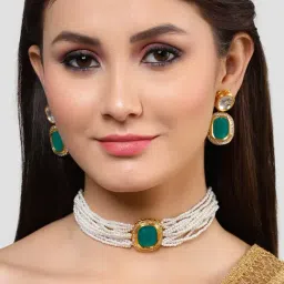 Karatcart Green Necklace & Earring Set for Women-picture-29