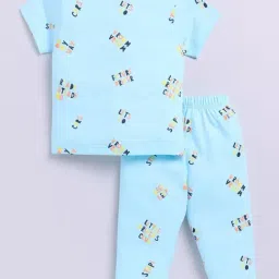 Clt.s Unisex Blue Cotton Typographic Print Night Suits image 2