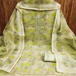 KALINI Embellished Organza Unstitched Dress Material-picture-15