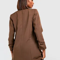 Boohoo Ruched Sleeves Front Open Blazer image 3