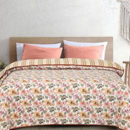 haus & kinder White & Green Floral Microfiber AC Room Double Bed Comforter-picture-9