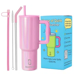 HOUSE OF QUIRK Pink Single Stainless Steel Solid Double Wall Vacuum Water Bottle-picture-25