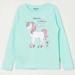 Fame Forever by Lifestyle Kids Aqua Blue Cotton Printed Full Sleeves Tee-picture-15