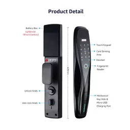 GOLENS X2 Digital Smart Door Lock with Wi-Fi, Remote Unlock, Fingerprint, RFID, PIN & Manual Key image 4