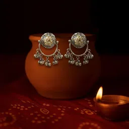 Kalakrith Milano Ghungroo Beaded Circular Oxidised Drop Earrings-picture-25