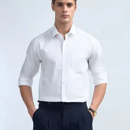 Arrow Men Slim Fit Solid Spread Collar Pure Cotton Formal Shirt-picture-33