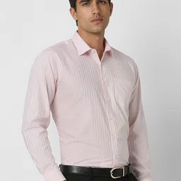 Van Heusen Men Slim Fit Spread Collar Vertical Striped Cotton Formal Shirt-picture-22