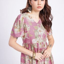 Anouk Rustic V-Neck Floral Printed A-Line Kurti-picture-14