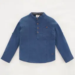 Ed-a-Mamma Kids Navy Cotton Regular Fit Shirt-image-63
