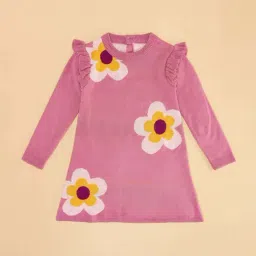 Pantaloons Junior Kids Pink & Yellow Floral Print Full Sleeves Sweater image 2