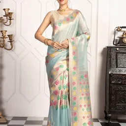 MIMOSA Floral Zari Art Silk Banarasi Saree With Blouse Piece-picture-41