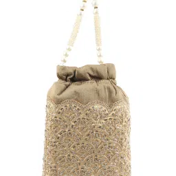 Odette Gold Polyester Potli Bag image 5