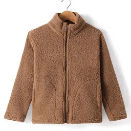 Kanvin Fleece Woven Full Sleeves Solid Colour Winter Jacket - Dark Red-image-10