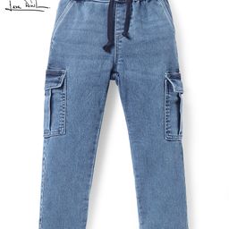 arias by lara dutta Arias Cotton Full Length Washed Stretch Jeans With Side Cargo Pockets - Blue-picture-38