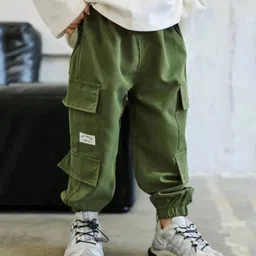 tior Cotton Woven Happy Everyday Text Patch Detailed Cargo Pants - Green-picture-20