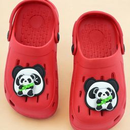 Yellow Bee Perforated Clogs With Panda & Bamboo Charms - Red-picture-32